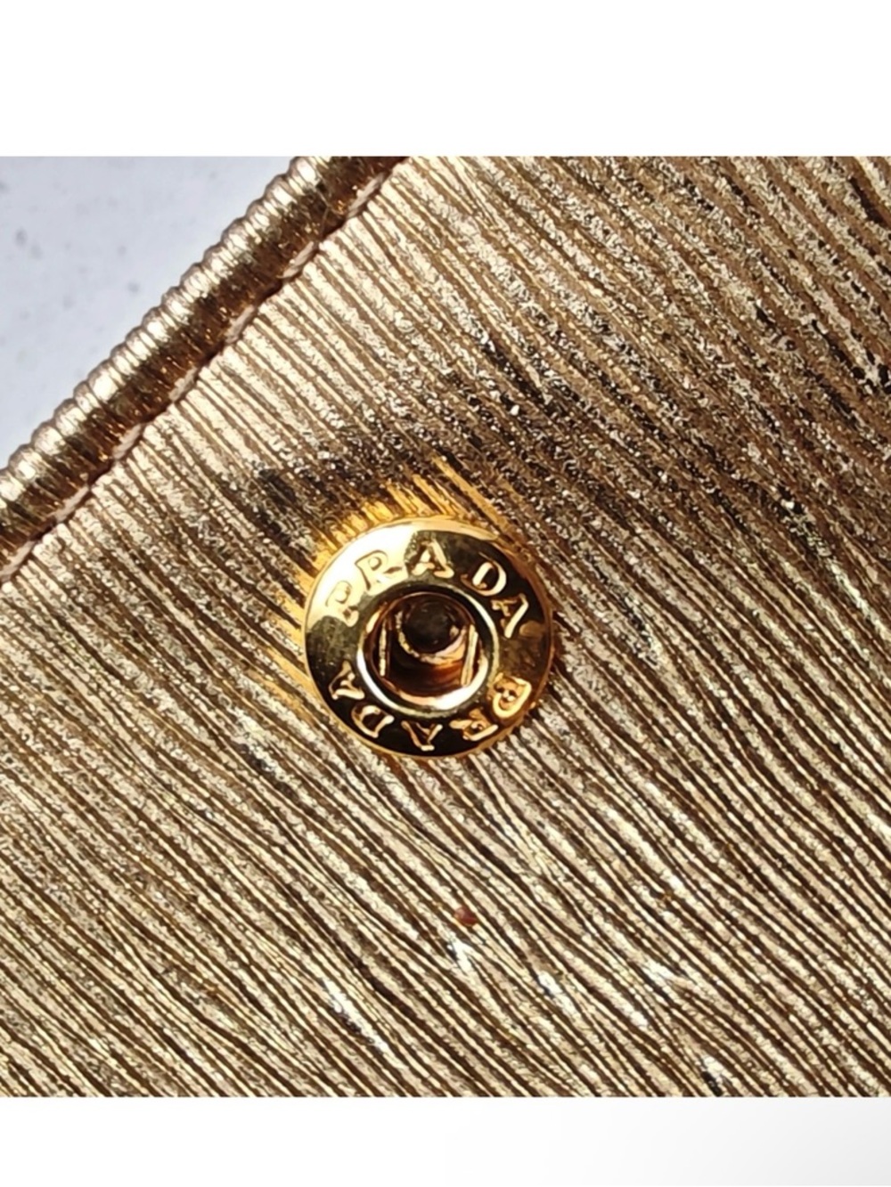 Prada Metallic Gold Saffiano Leather Flap Wallet - Picture 3 of 14